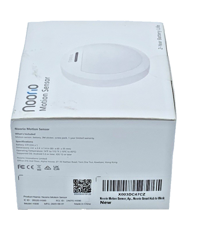Noorio Home Security Motion Sensor Accurate Alerts White Requires Hub New In Box