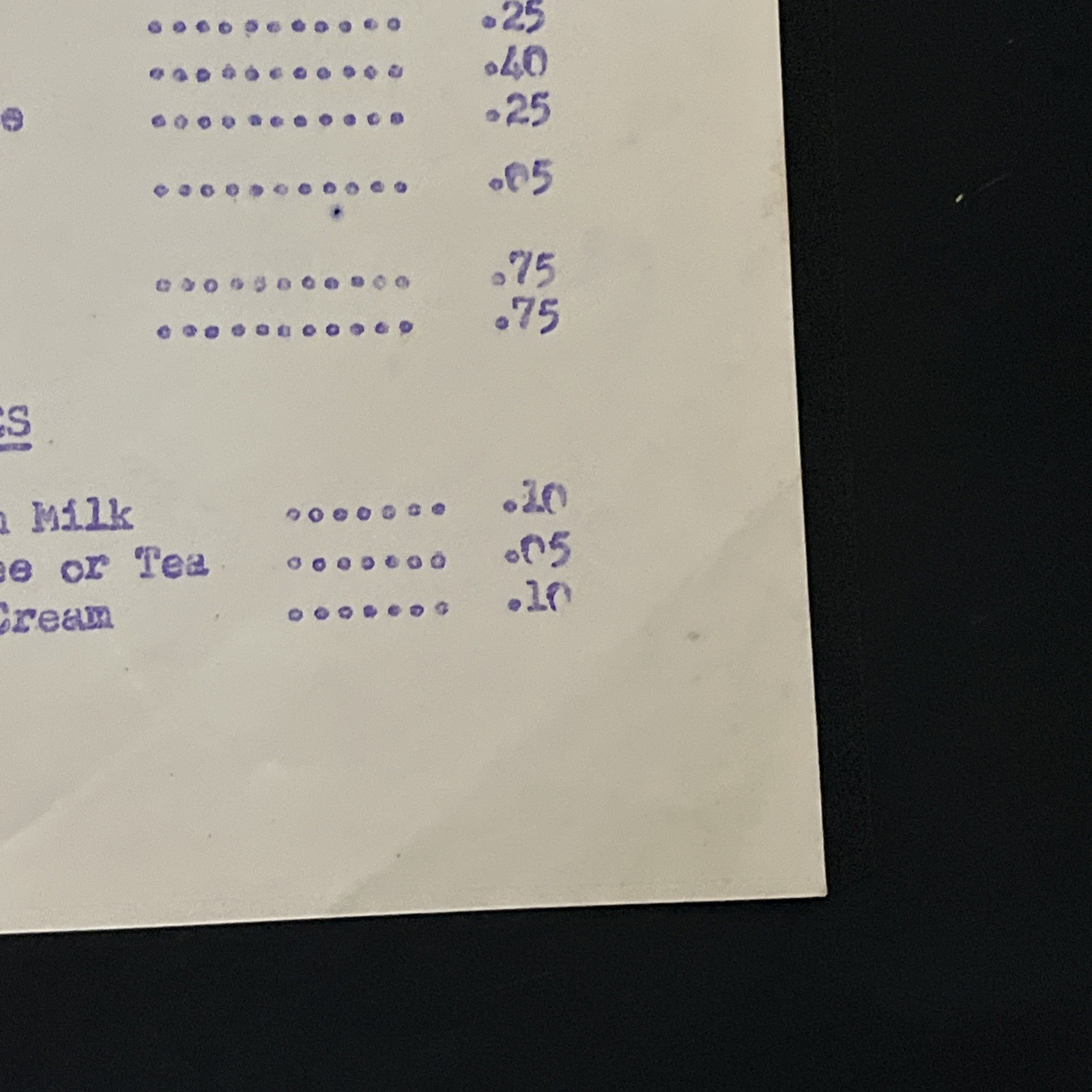 Kanto Base Japan Command NCO Open Mess Menu 1964