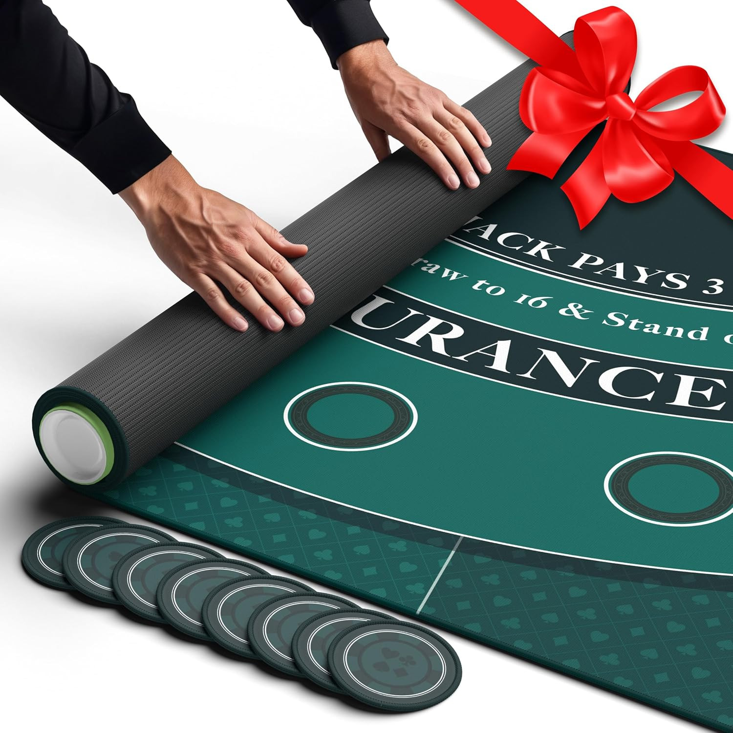 Blackjack Mat 70" X 35", Blackjack Table Top for Home Game Nights with Friends |