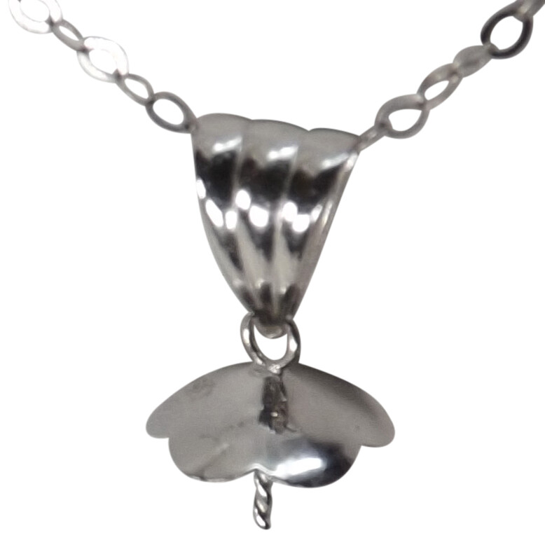Large 18K Gold Pearl Pendant Setting with 8mm Flower Shape Cup