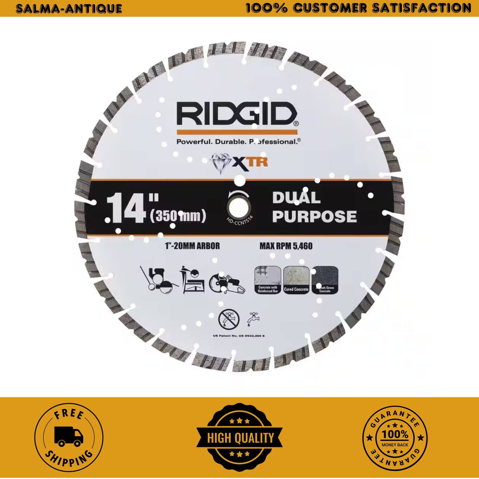 RIDGID 14 in Dual Purpose XTR Diamond Blade Concrete Masonry HD-CCNTS14