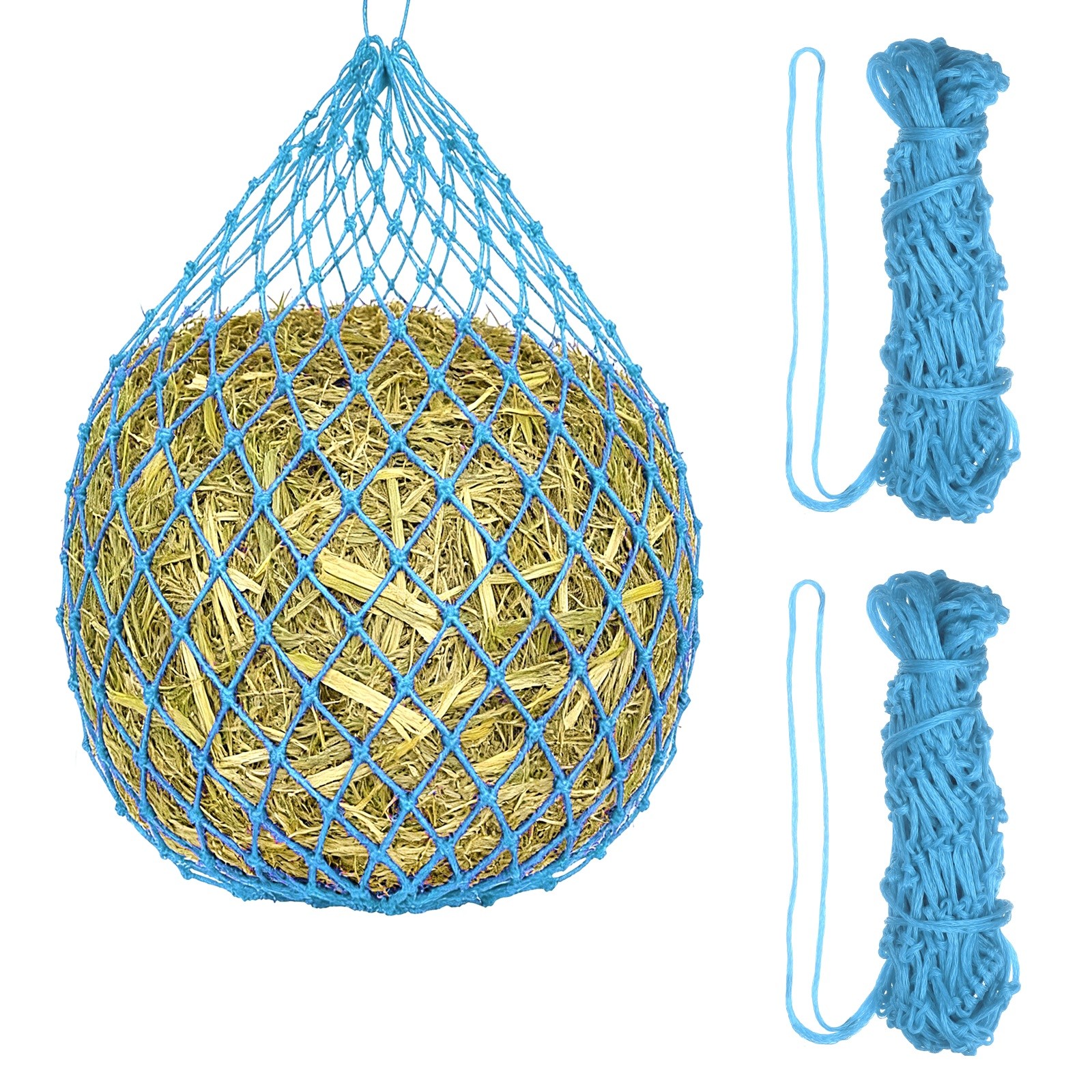 Slow Feeder Hay Net 40" L 2" Holes Strong Load-Bearing Lake Blue 2Pcs