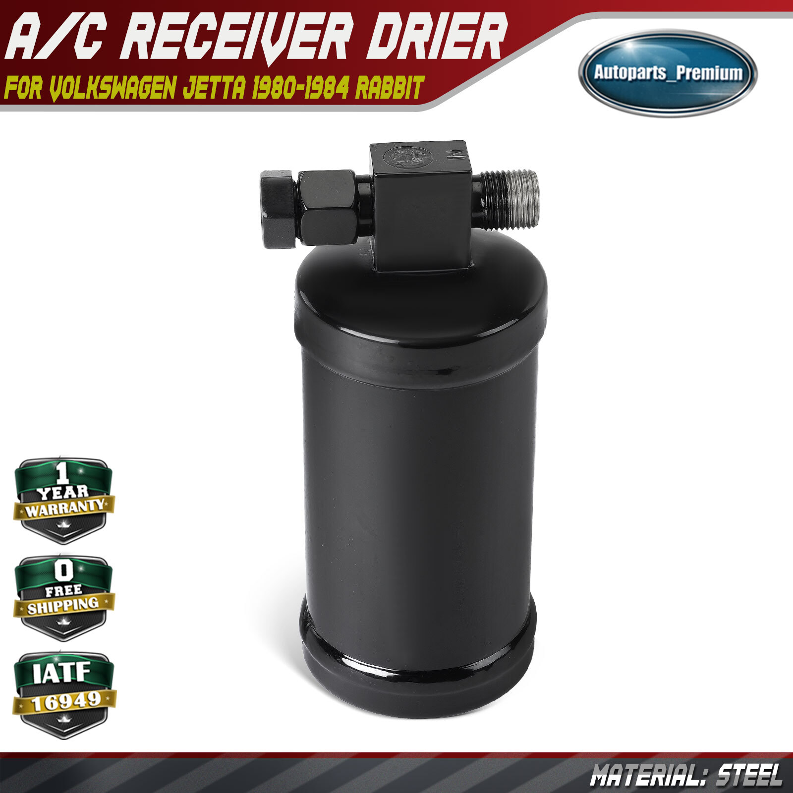 Steel A/C Receiver Drier for Volkswagen Jetta 1980-1984 Rabbit 1978-1984 Audi