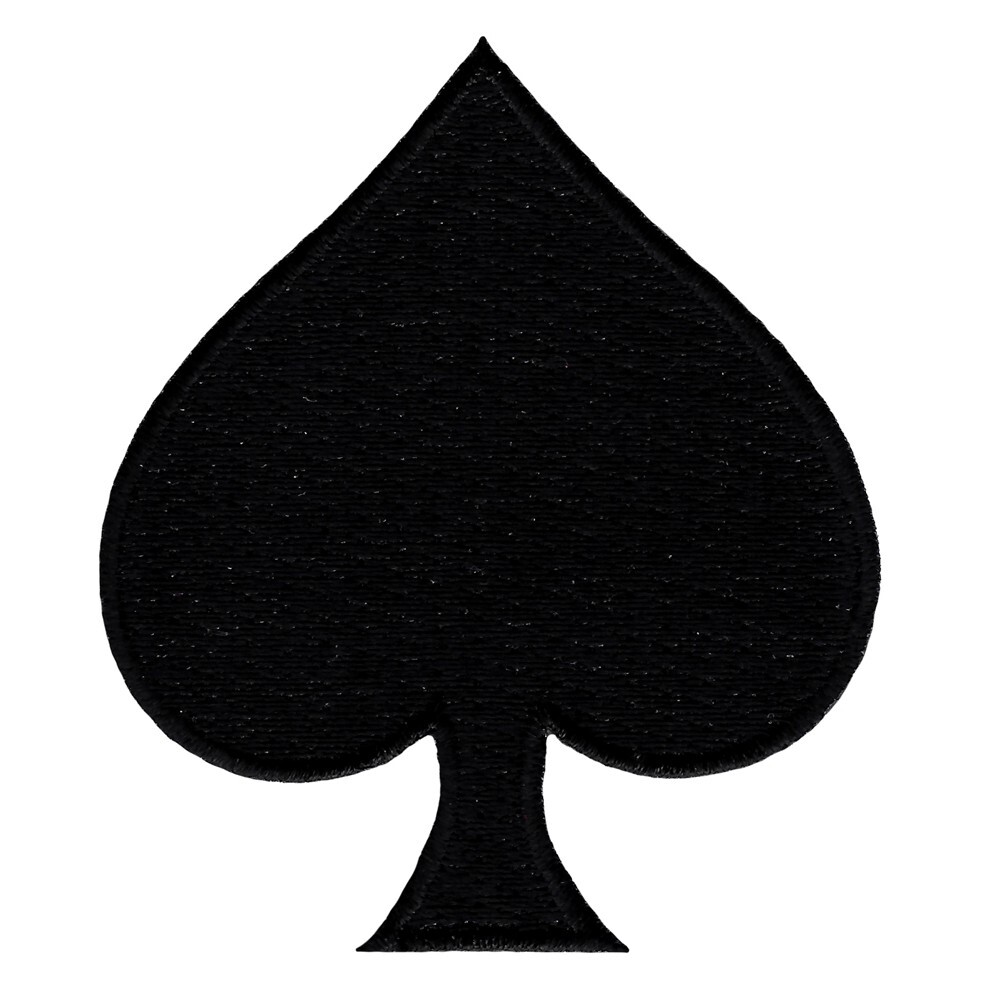 BLACK SPADE iron-on embroidered PATCH PLAYING CARD SUIT APPLIQUE GAMBLING POKER
