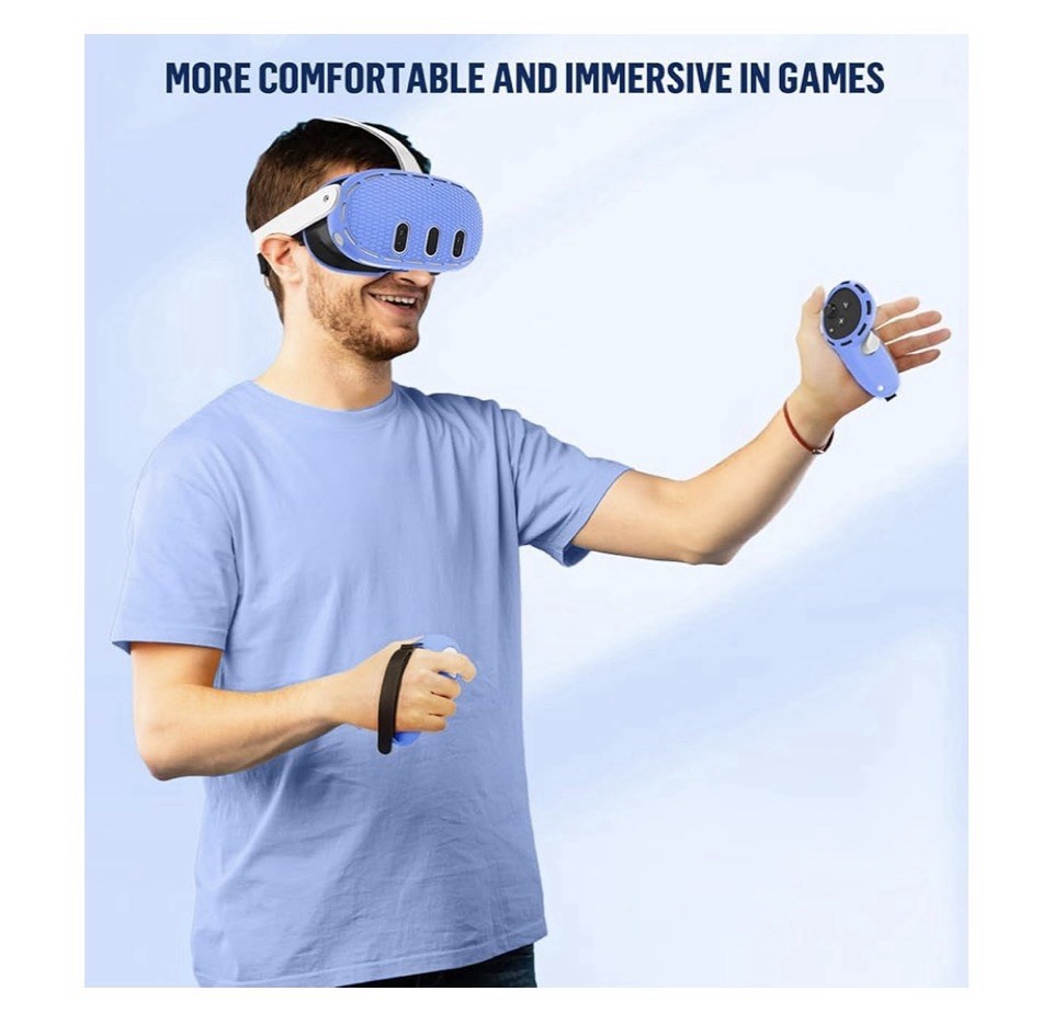 Meta Quest 3 Silicone Cover Set VR Shell Face Cover Controller Grips Lens