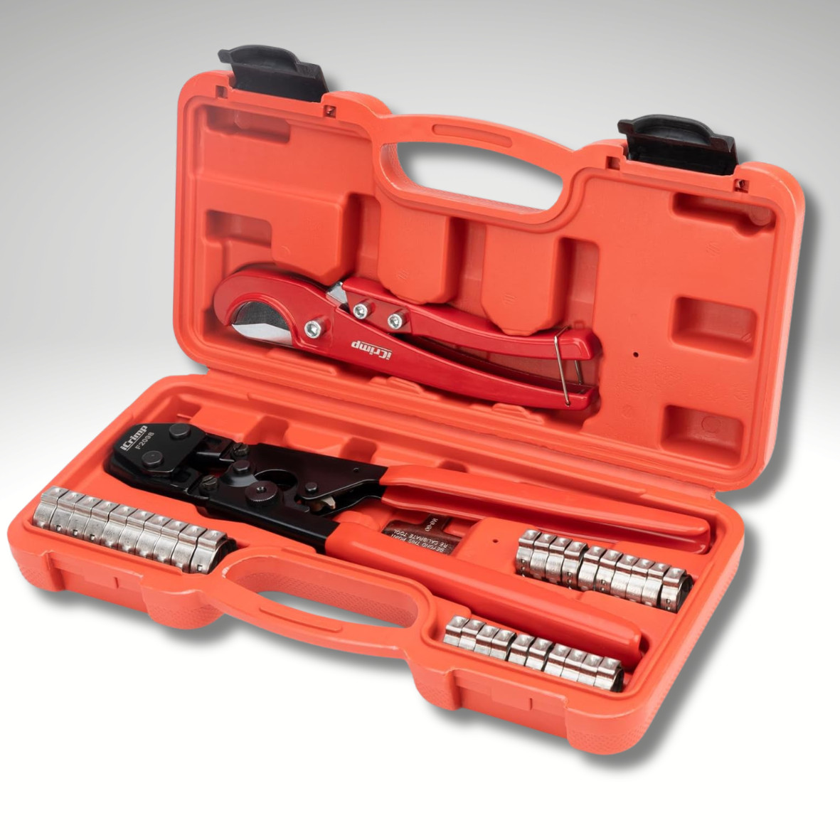 PEX Clamp Tool Kit 3 8-1 w Rings & Tubing Cutter - All-in-one Crimping Set