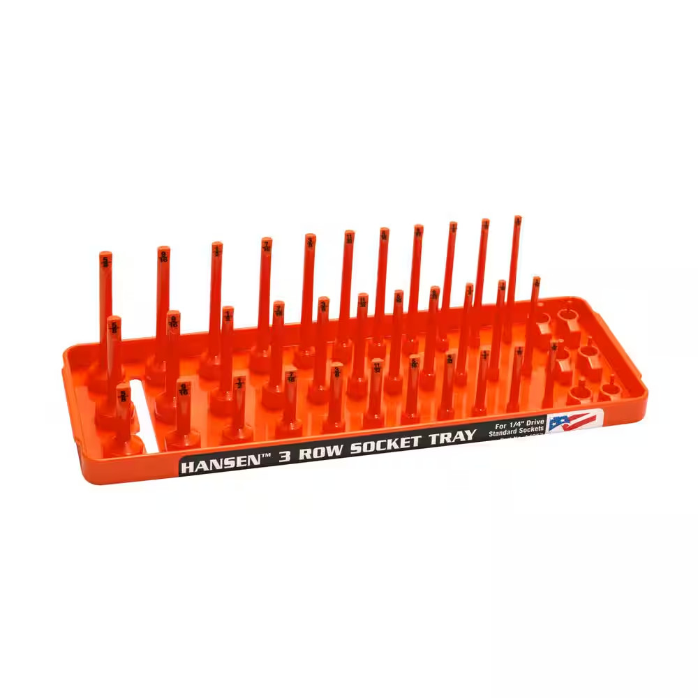 1/4 In. SAE 3 Row Socket Tray - Orange