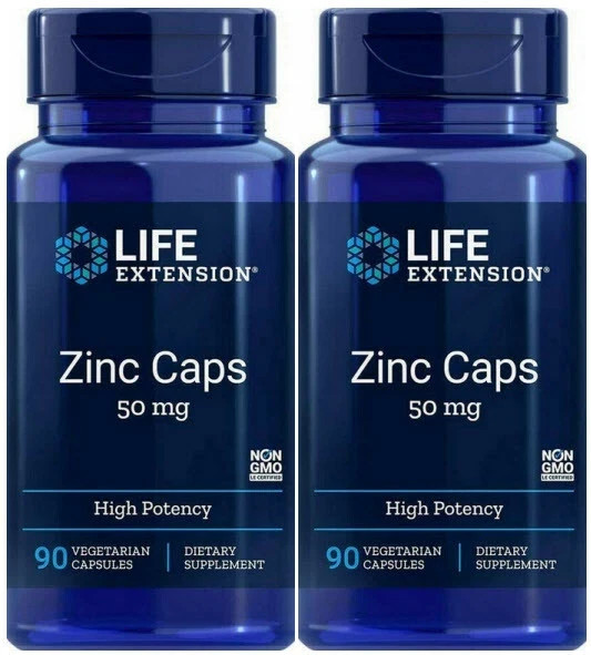 Life Extension Zinc 180 Capsules, zinc 50 mg, Off White, exp 08/26