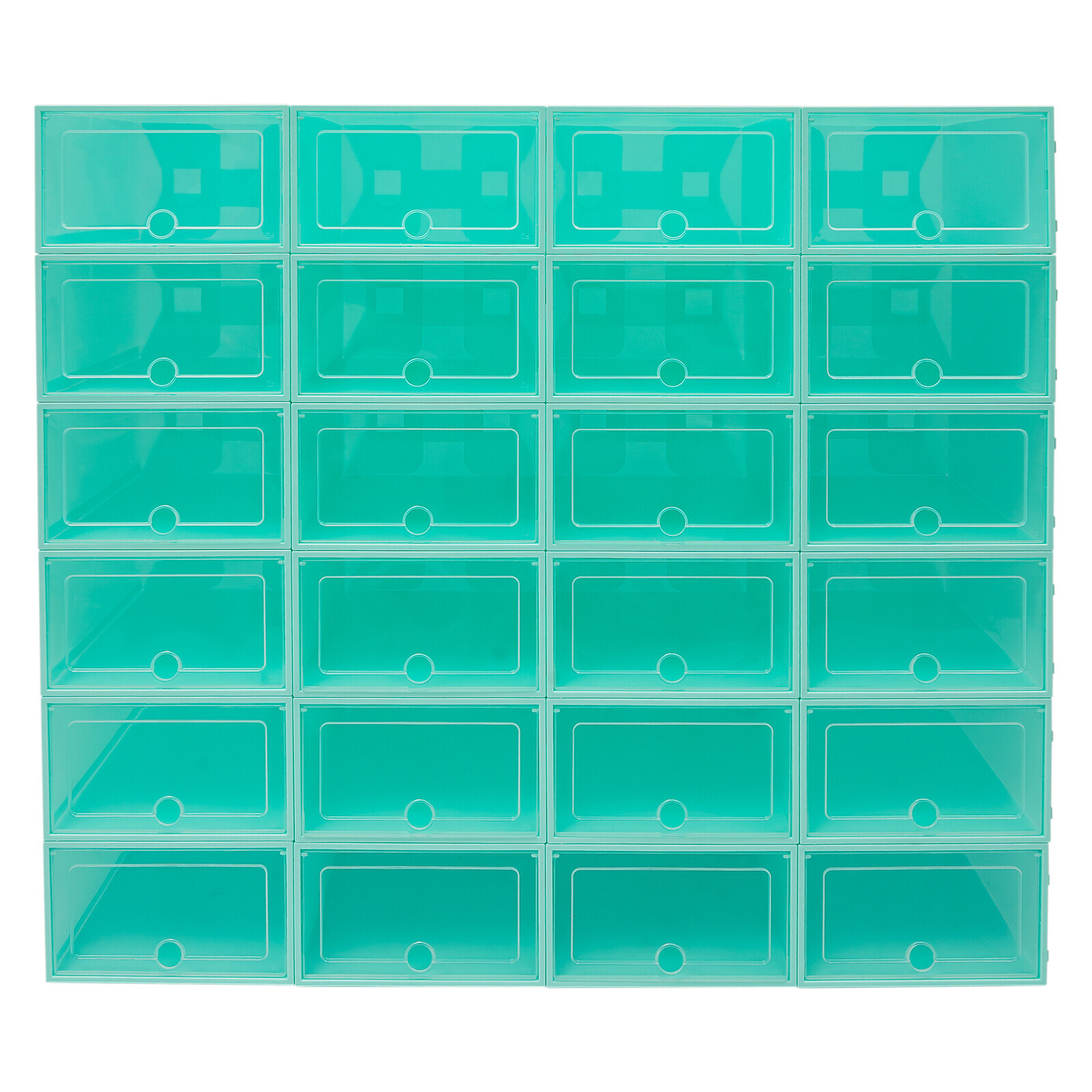 24Pack Foldable Shoe Box Storage Stackable Plastic Sneaker Case Organizer W/Lids