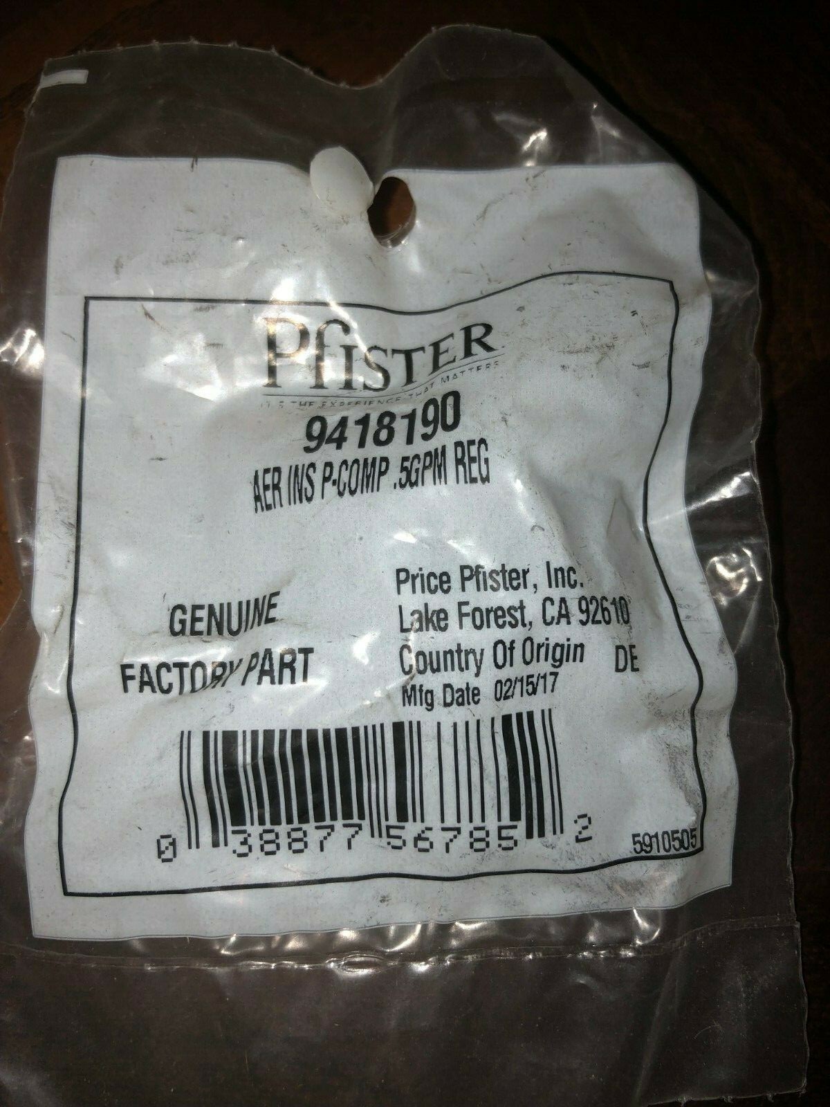 New Genuine OEM Replacement Original Pfister 9418190 Aerator