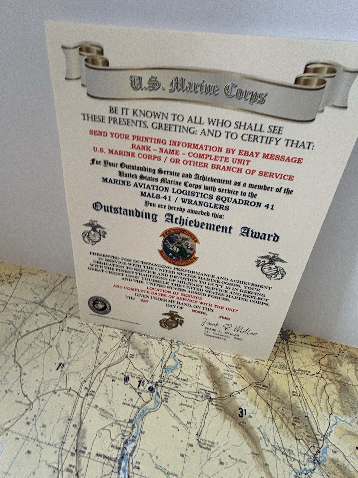 U.S.M.C. / MARINE WRANGLERS - MALS-41 / OUTSTANDING ACHIEVEMENT AWARD