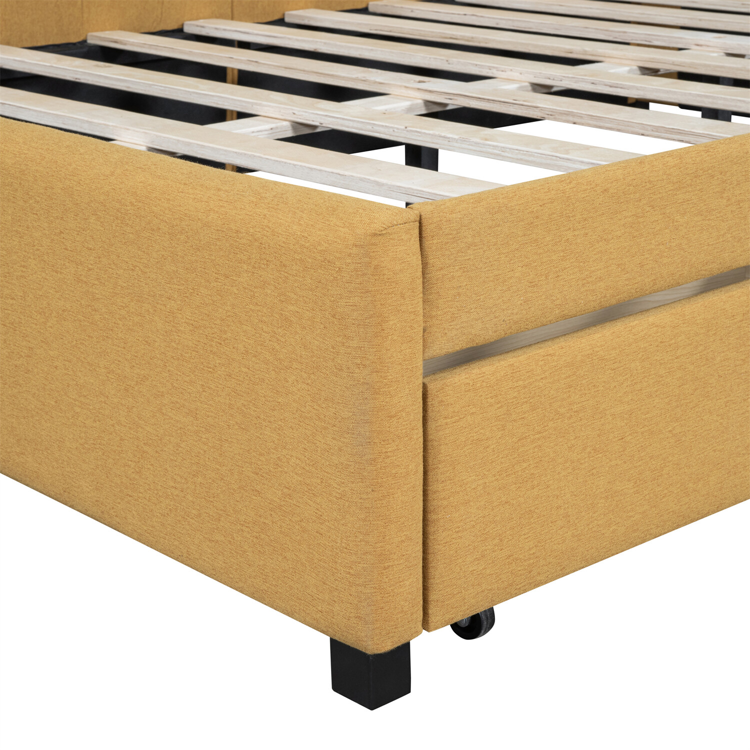 Full Size Daybed Upholstered Bed Frame Sofa Bed w/ 2 Storage Drawer Yellow US