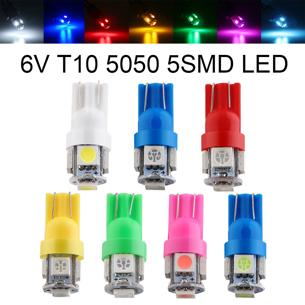 10Pcs/100Pcs 6V 6.3V T10 W5W 2825 158 192 168 194 5SMD 5050 LED Wedge Light bulb