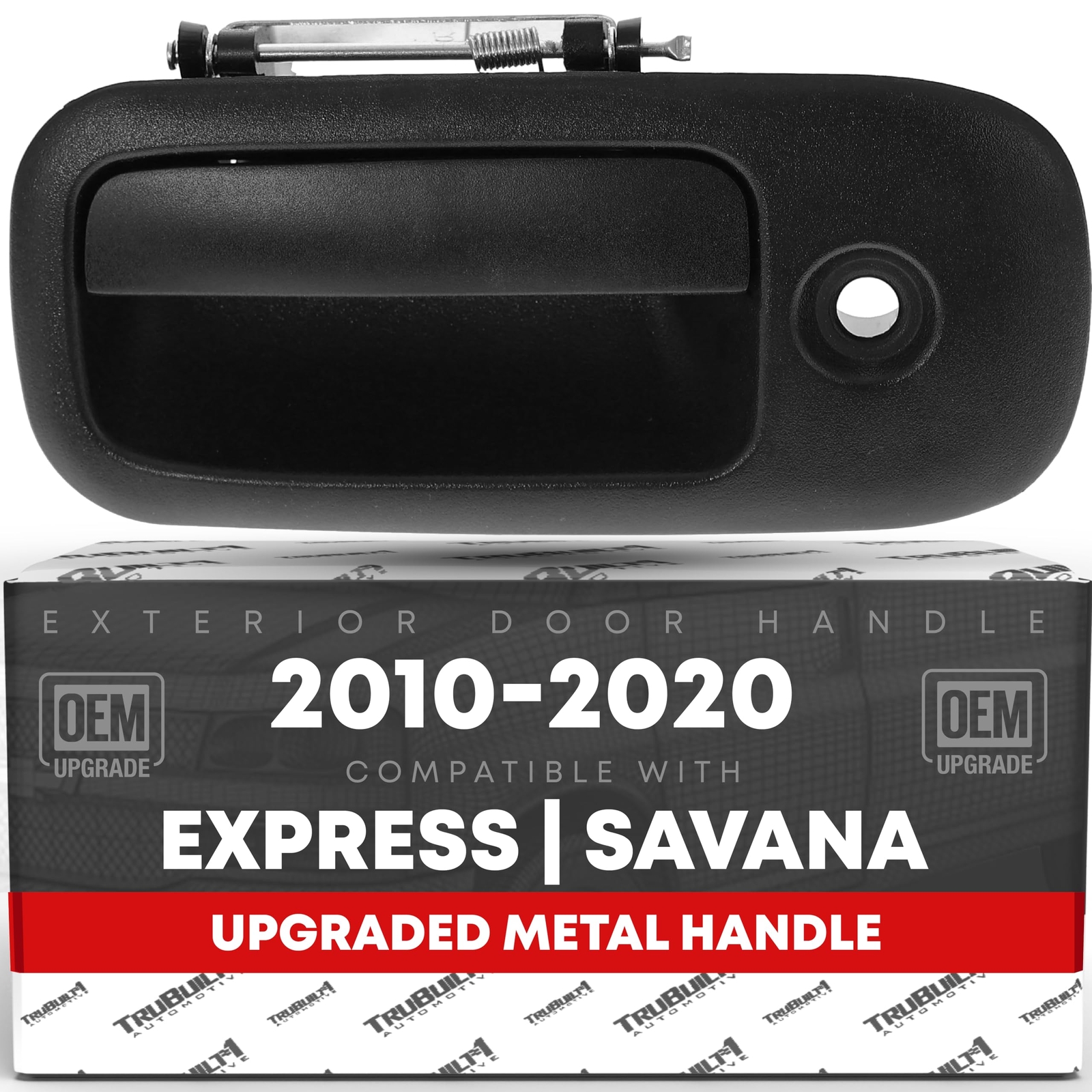 Rear Driver Hinged Door Handle for Express, Savana - Black, w/ Keyhole - Rear...