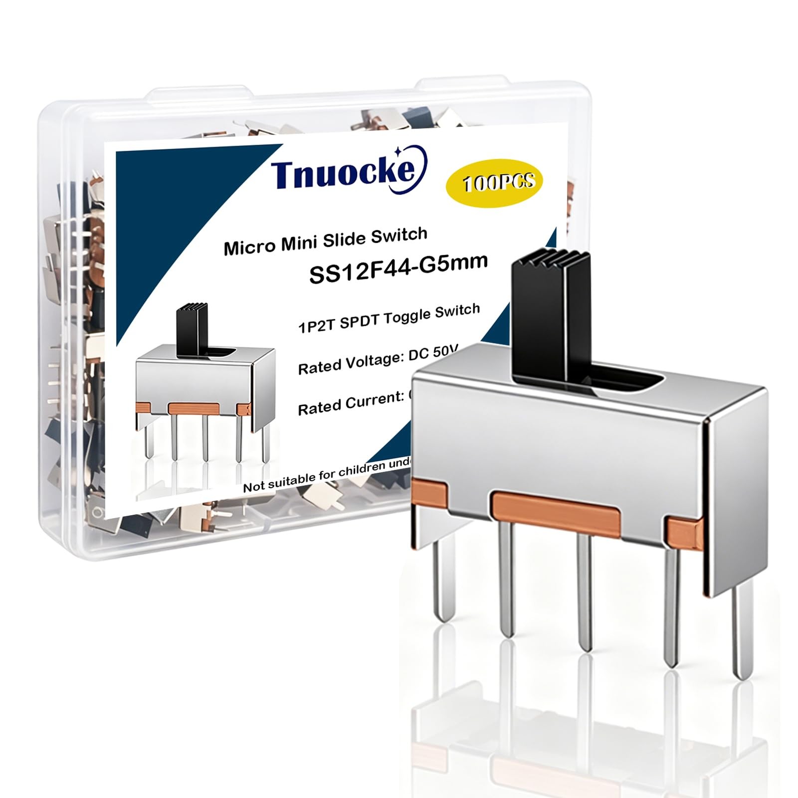 Tnuocke 5mm Knob Vertical Slide Switch SS12F44 100 Pcs