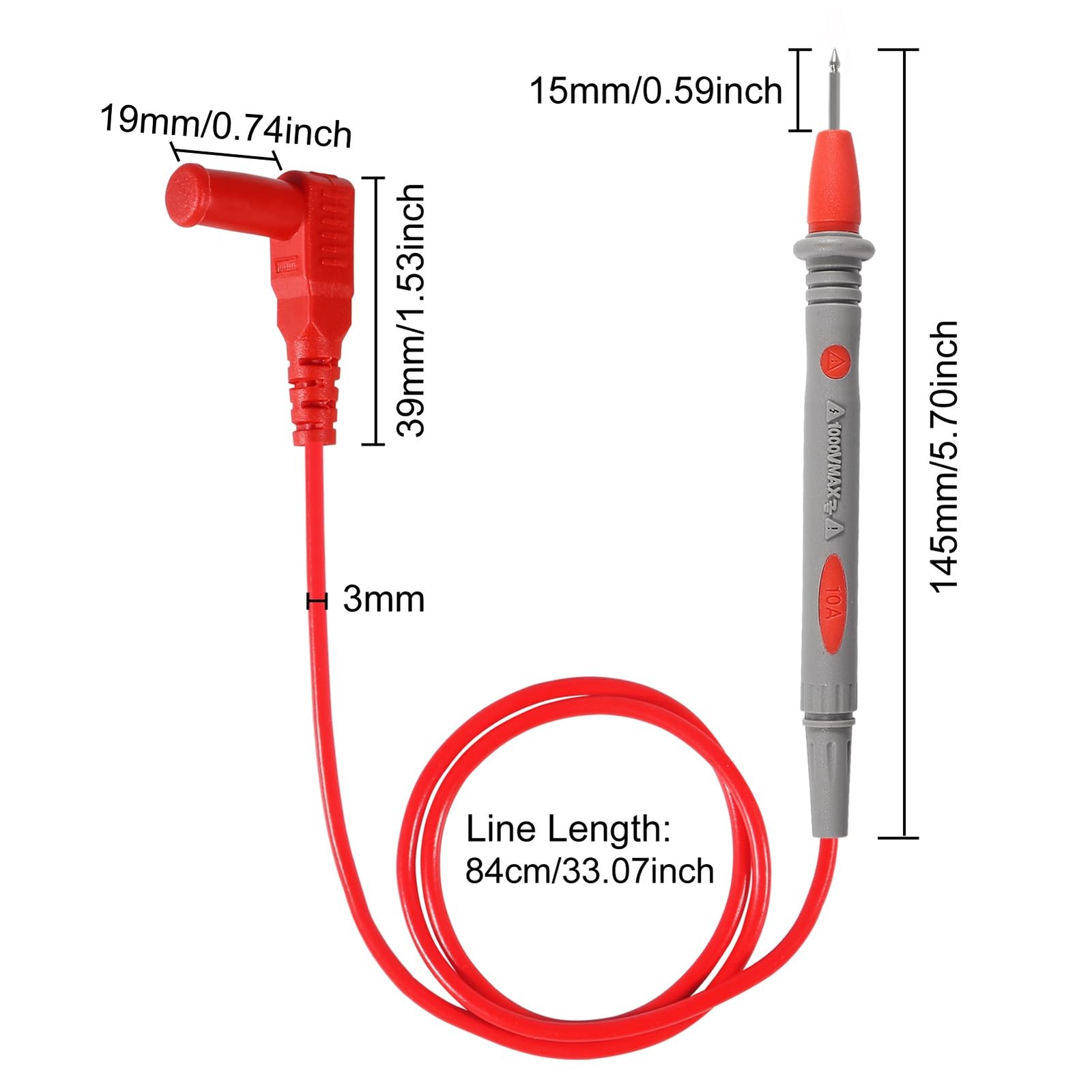 2set 10A Multimeter Test Lead Kit Probes Universal Cable Volt Meter Leads Tes...