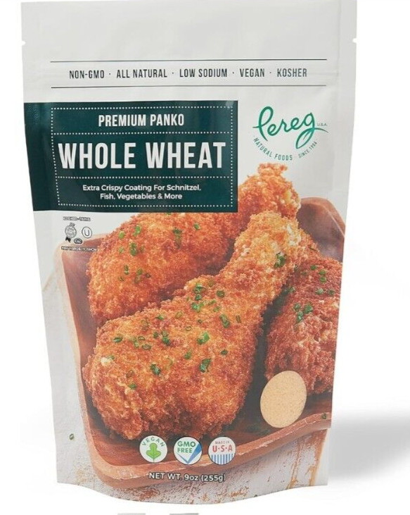 Pereg Bread Crumbs - Whole Wheat Premium Panko (9 oz) Low Sodium, Vegan, Kosher