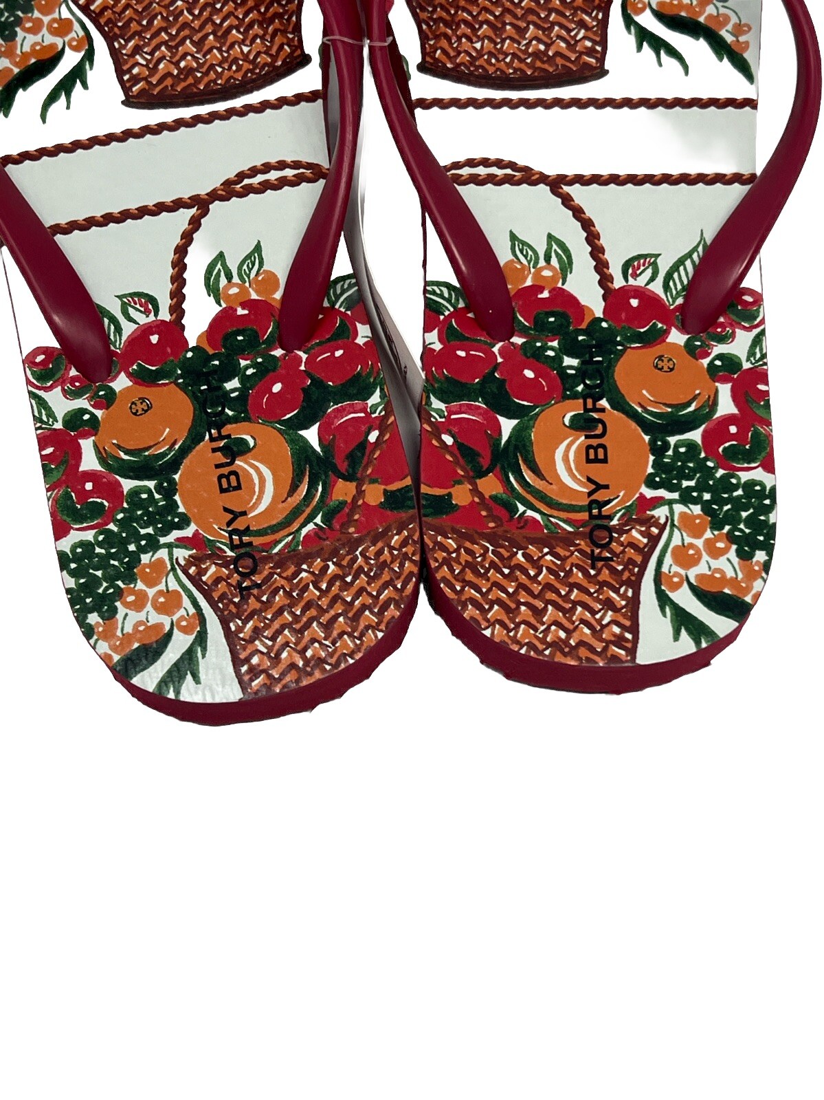 Tory Burch flip-flops red basket fruit 8