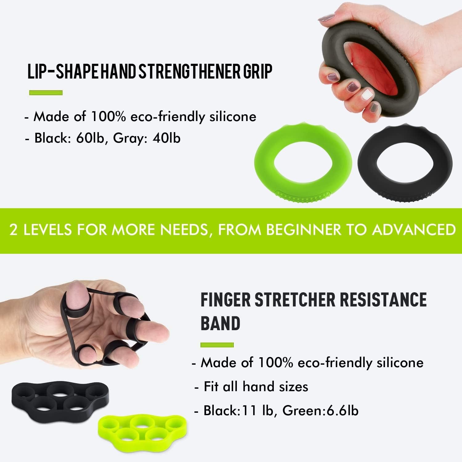 Hand Grip Strengthener Workout Kit (10Pcs) Hands Grip Strength Trainer, Forearm