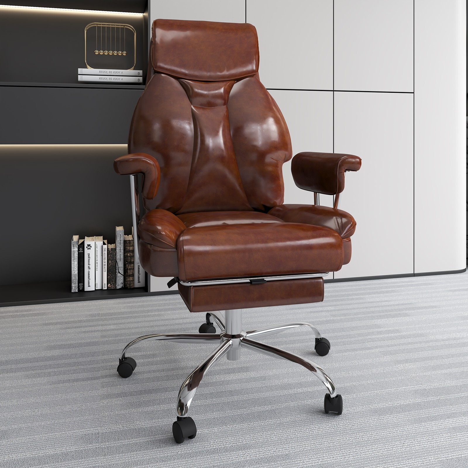 Big and Tall Office Chair Ergonomic PU Leather Computer Desk Chair Footrest