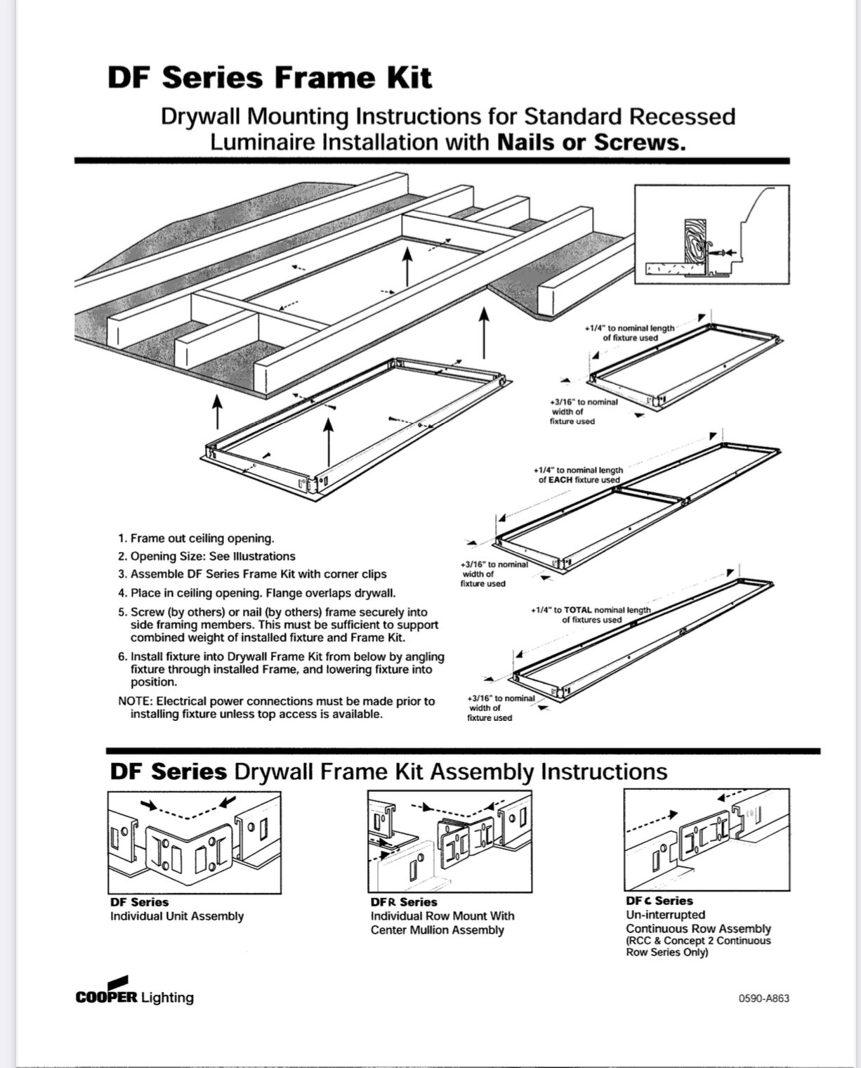 Metalux DF-22-U White 2’X 2’ Dry Wall Frame Kit White