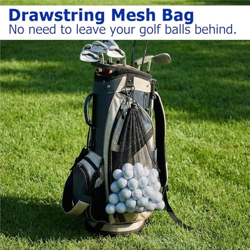 4 PCS Mesh Drawstring Bag, Black Nylon Golf Ball Storage Mesh Bags,