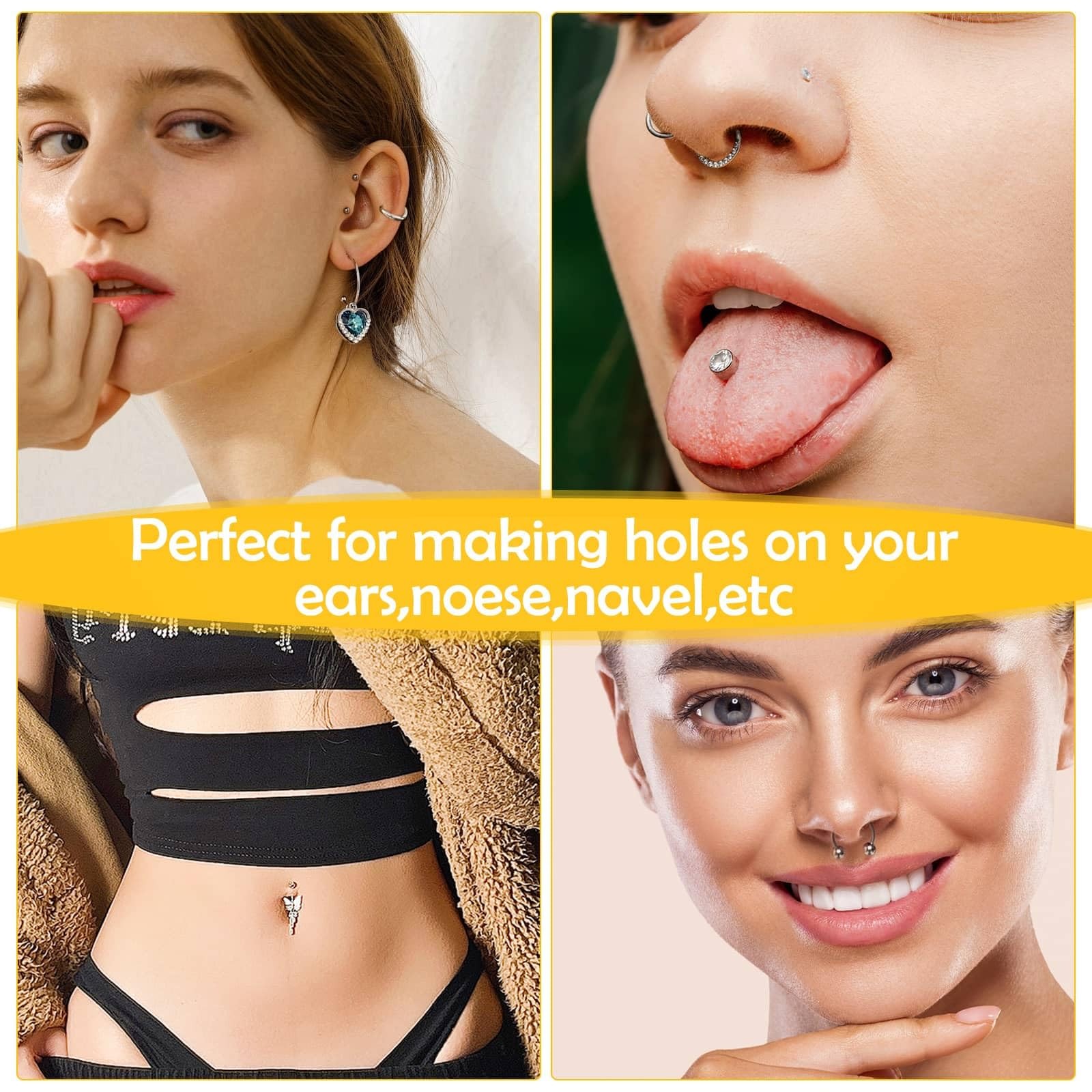 Professional Ear Piercing Gun, Reusable Ear Piercing Machine with Stainless Stee