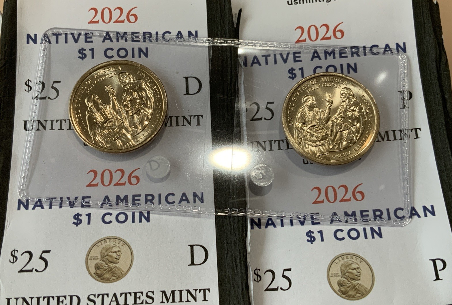2026 P&D Sacagawea Dollar POLLY COOPER 2-Coin Uncirculated US Mint w.Coin Flip