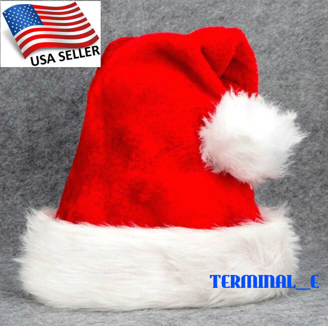 Christmas Hat Cap Party Santa Claus Red Plush Xmas Headgear Costume For Adults