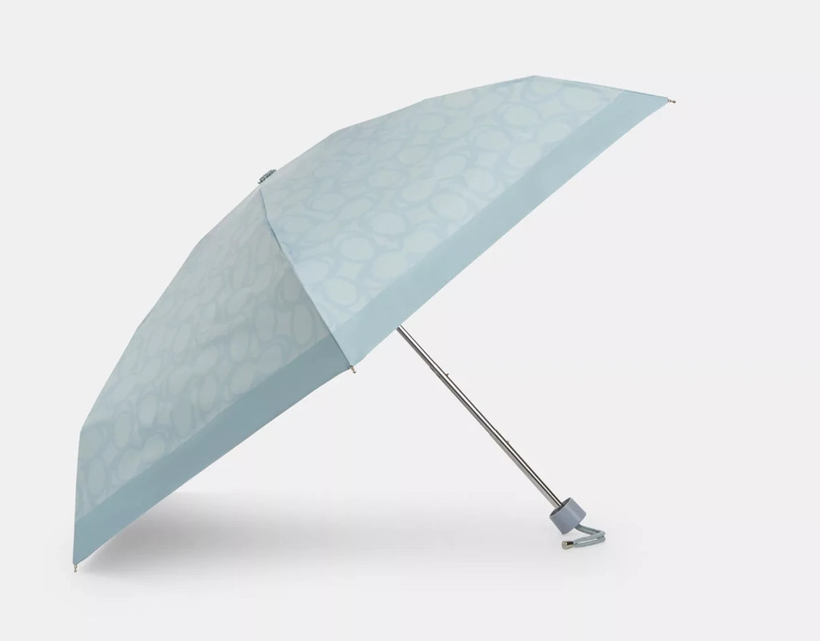 Coach Ice Blue Uv Protection Sketch Signature Print Mini Umbrella (CBM54) - New