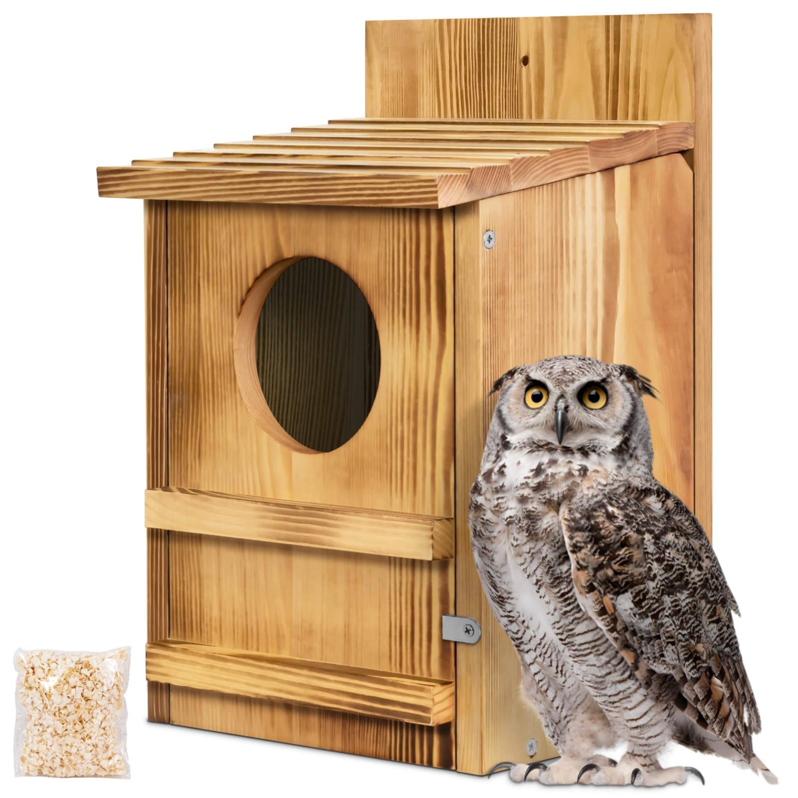 Screech Owl House-Wooden Owl House for Outdoor Use