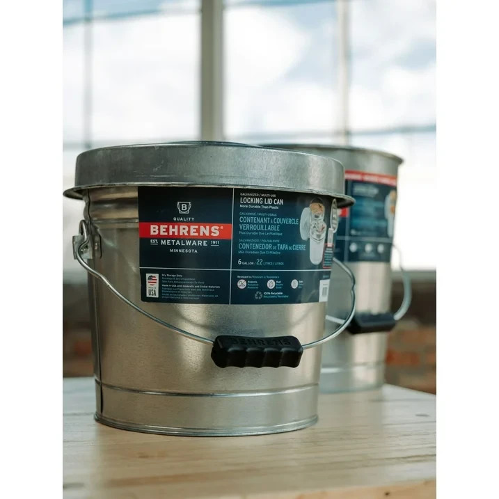 BEHRENS Galvanized Steel Locking Lid Storage Can, 6-Gallon