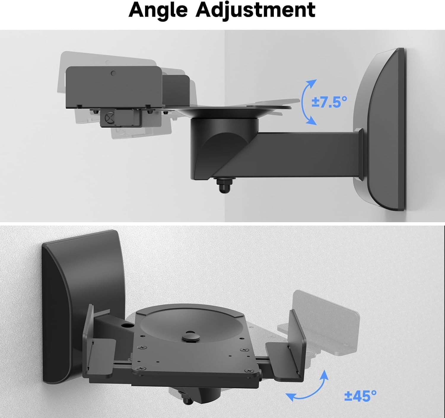 Universal Wall Mount Speaker Bracket - Adjustable Dual Stands, 55lbs Capacity