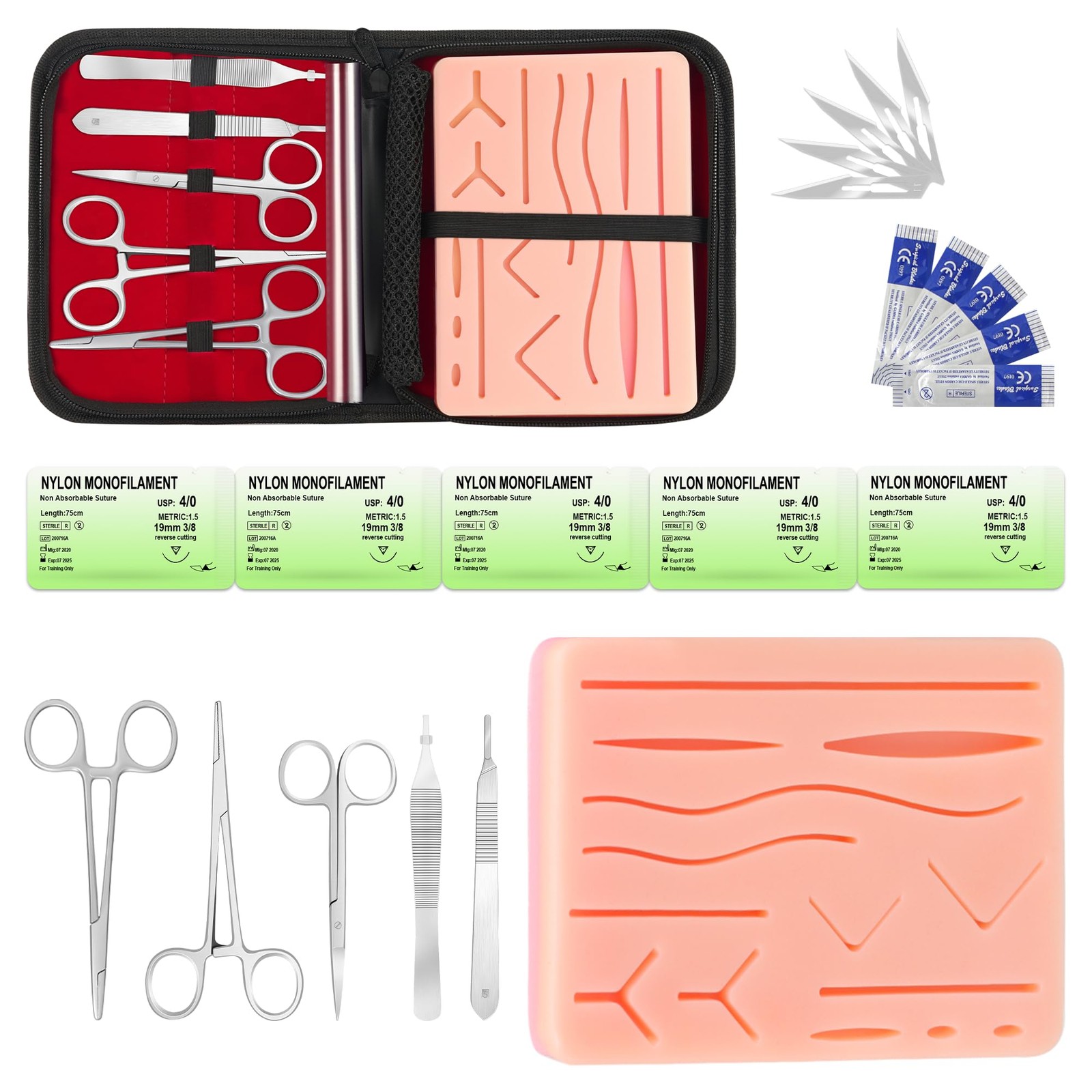 Suture Practice Kit,Silicone Suturing Pad with Wound Closure Trainer for Nurs...