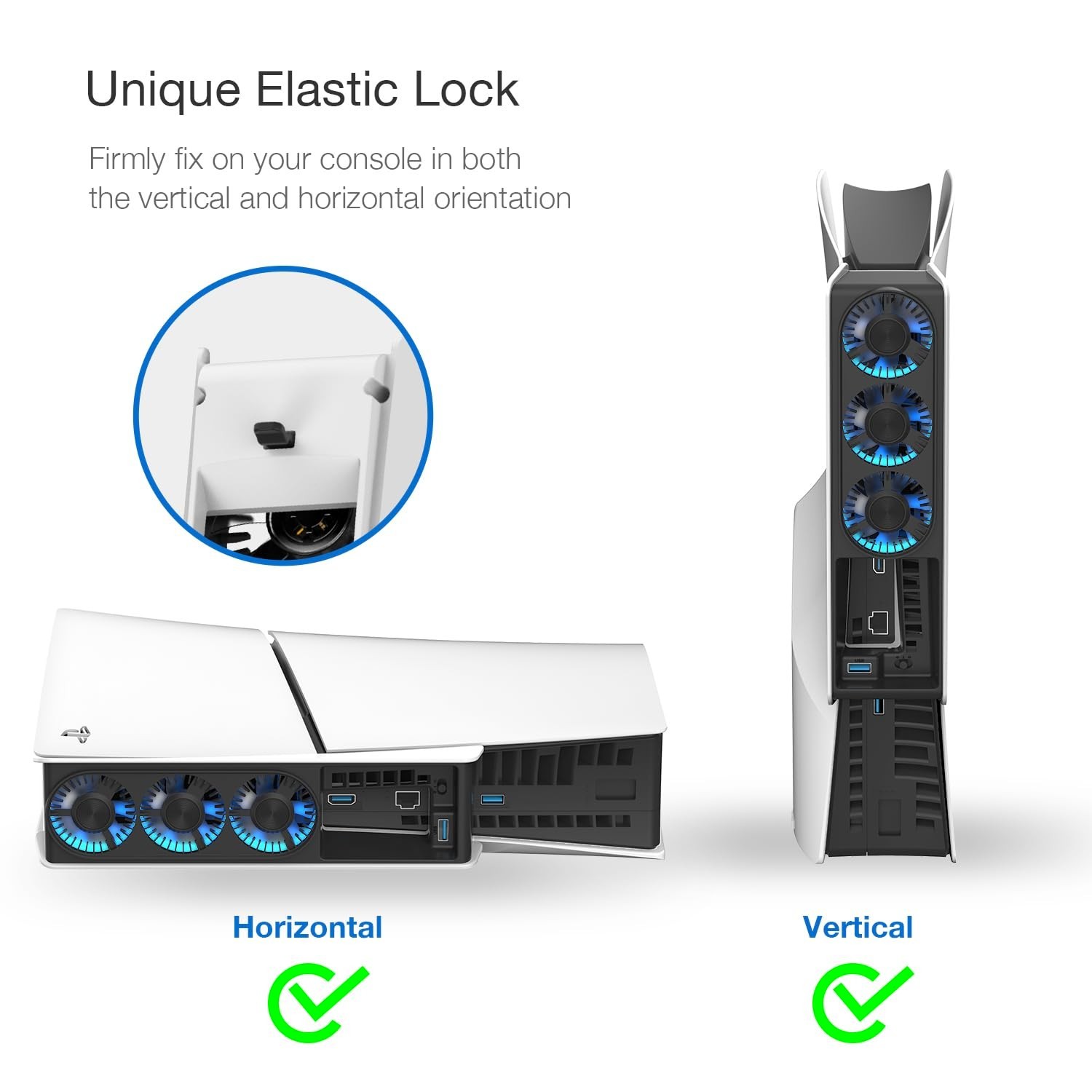 PS5 Slim Cooling Fan with LED Light - Quiet, Automatic Temperature Control