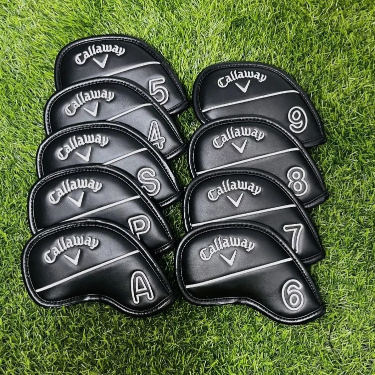 [Magnetic] 9PCS Golf Iron Headcovers for Callaway Club Covers Caps 4-9 PAS Black