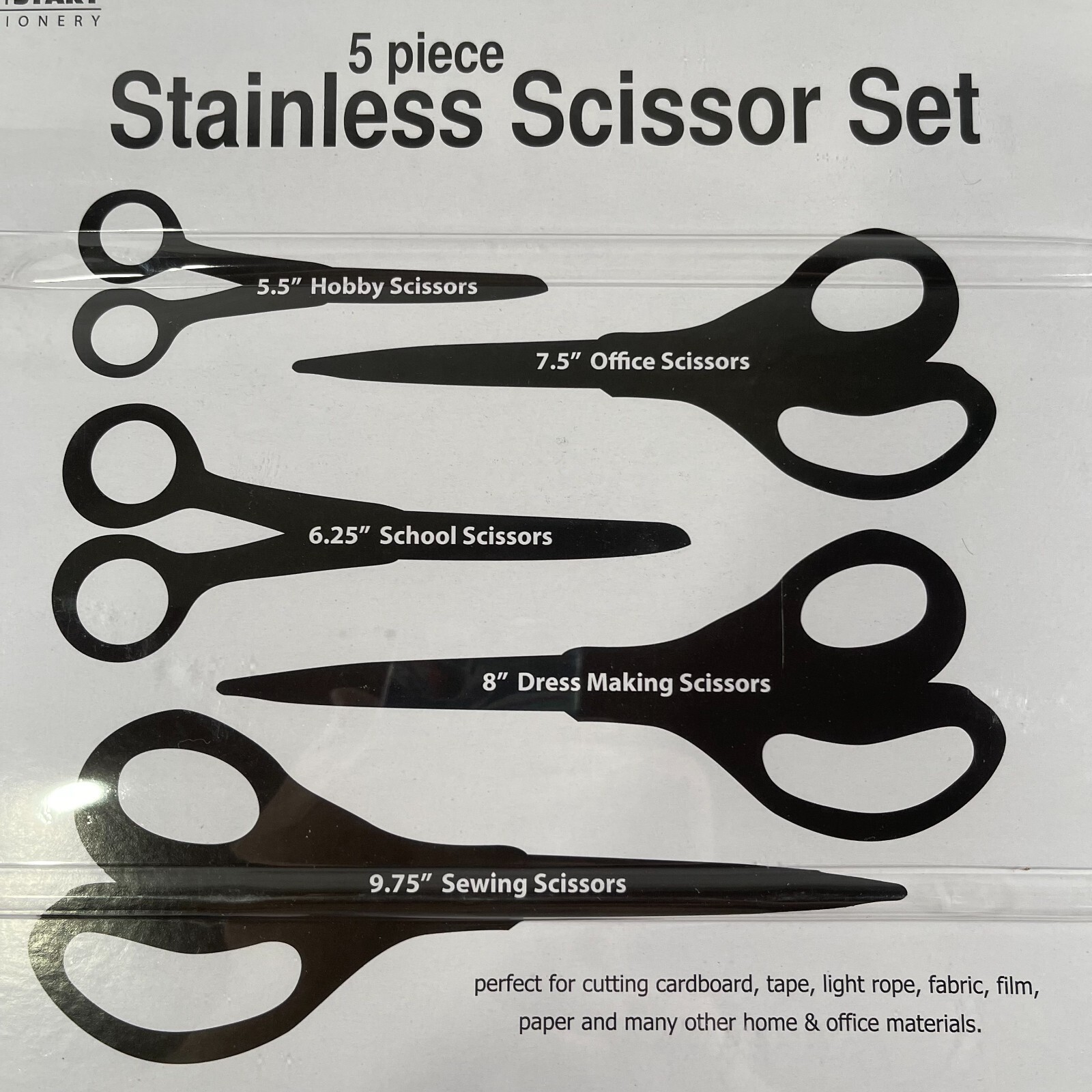 5 Piece Stainless Scissors Set Soft-grip Handle for School Office Multipurpose