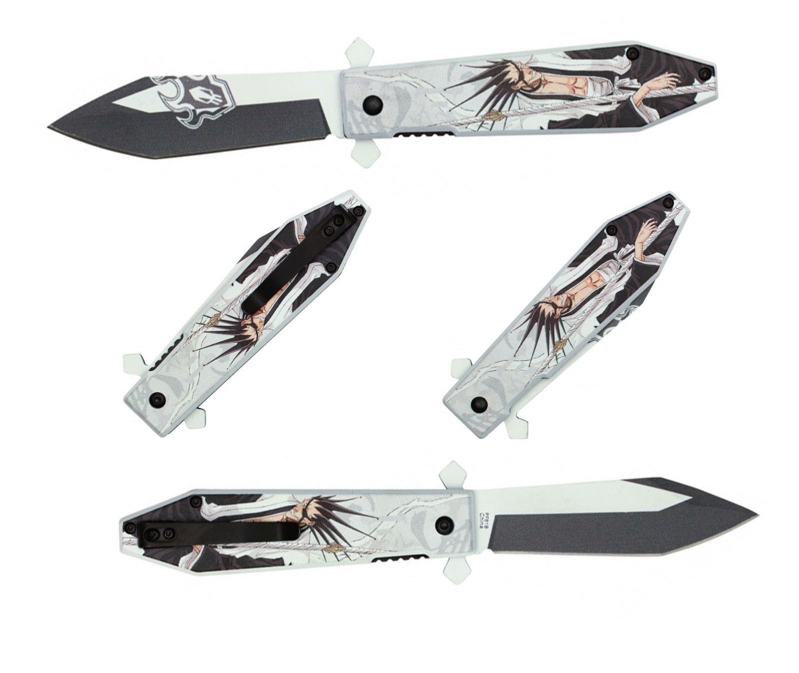 8” Bleach Kenpachi Zaraki 3-D Printed Graphic Spring Assisted Pocket Knife