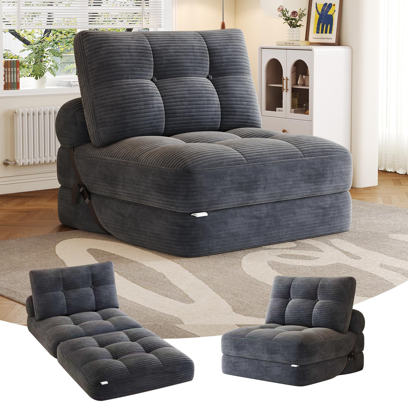 ZCBLVRM Folding Sofa Bed, Convertible Sleeper Chair with Pillow Foldable Matt...