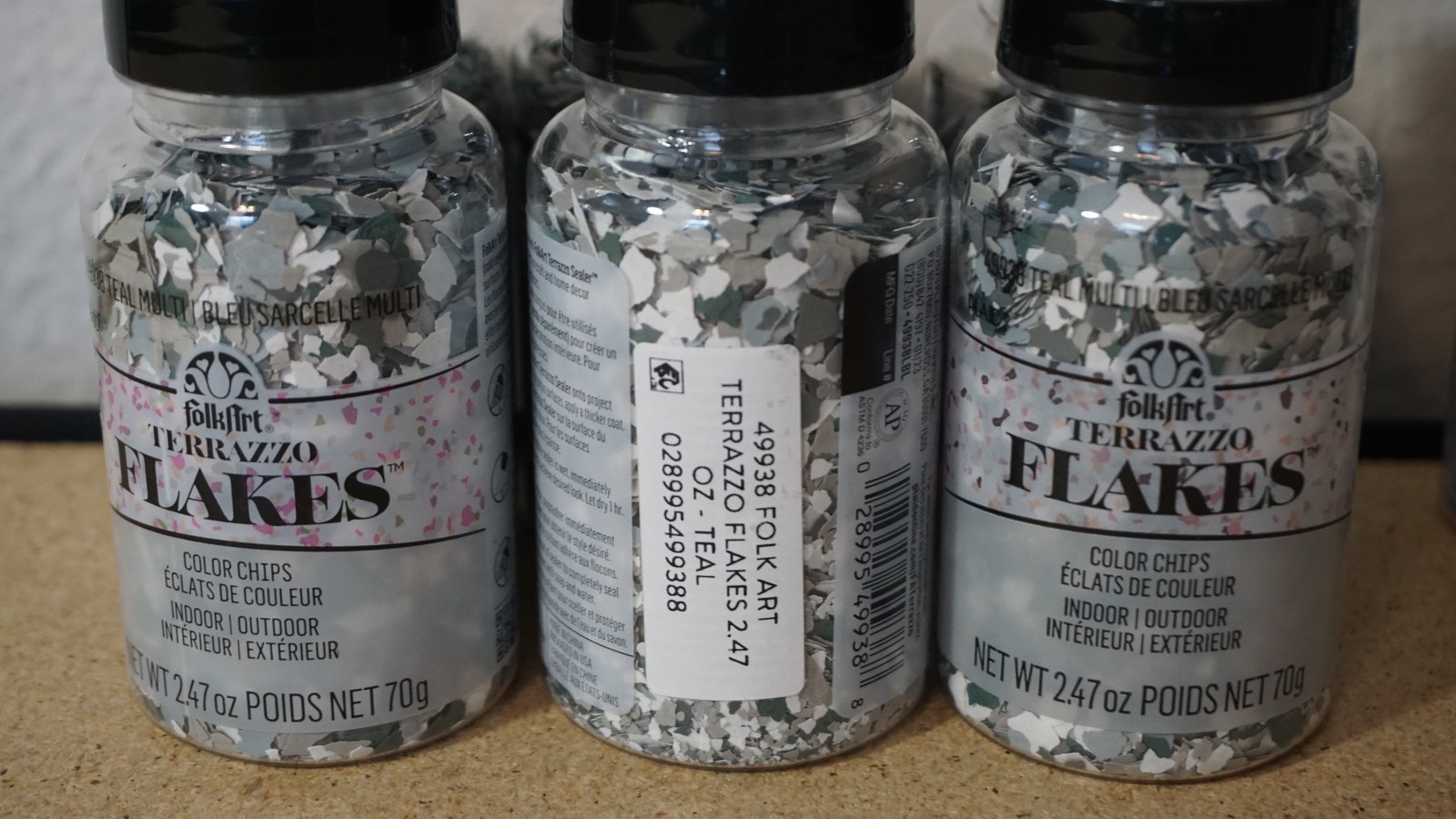 10 Lot Folkart Terrazzo Flakes Color Chips 2.47oz Teal Blue Green