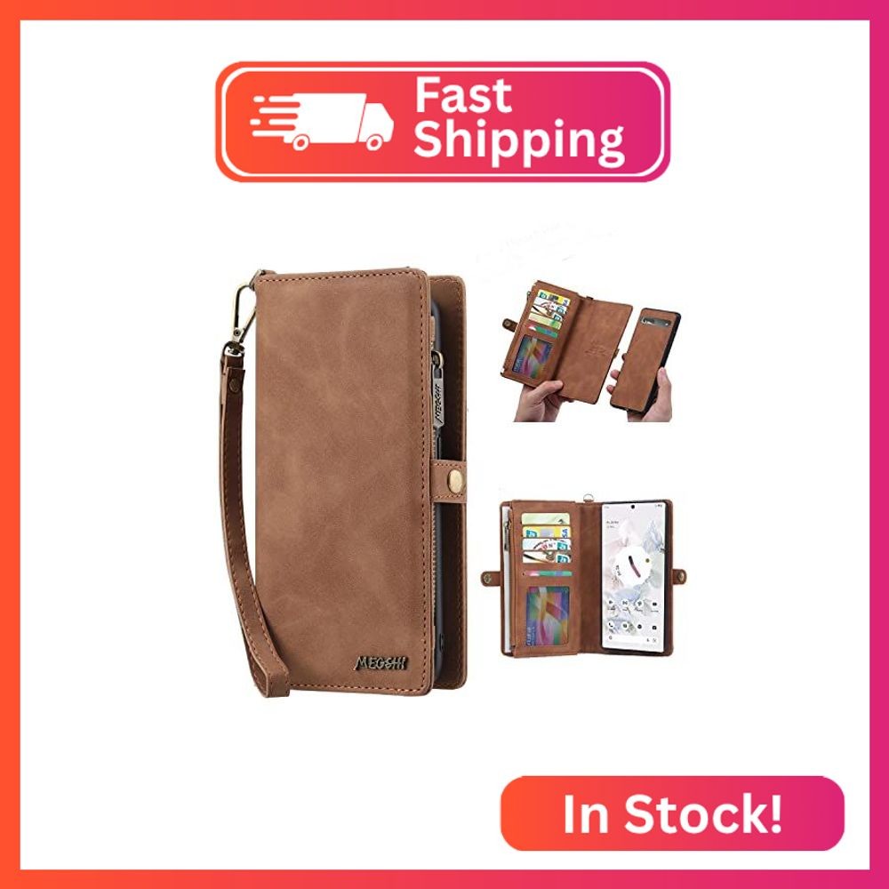 JINGANGYU JGY Wallet Case for Googel Pixel 9 Pro XL 6.7 inch PU Leather Zipper P