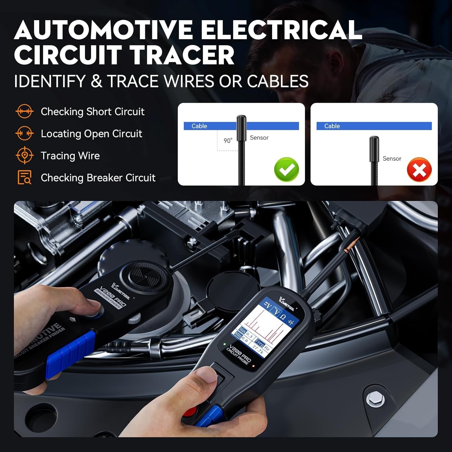 Multi-Function Electrical Tester for Auto Repairs with Probing Accessories