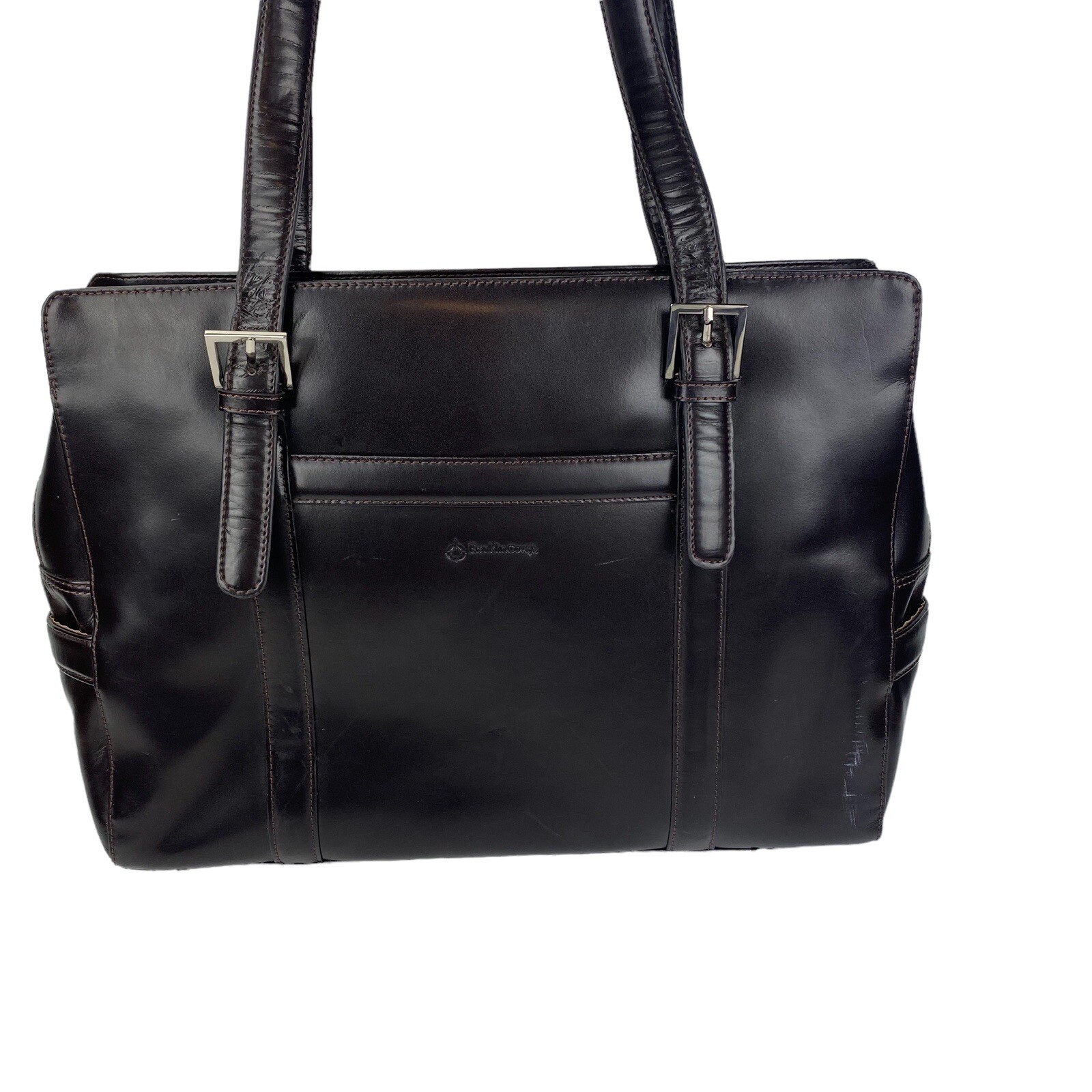 Franklin Covey Laptop Briefcase Messenger Bag Dark Brown Handbag