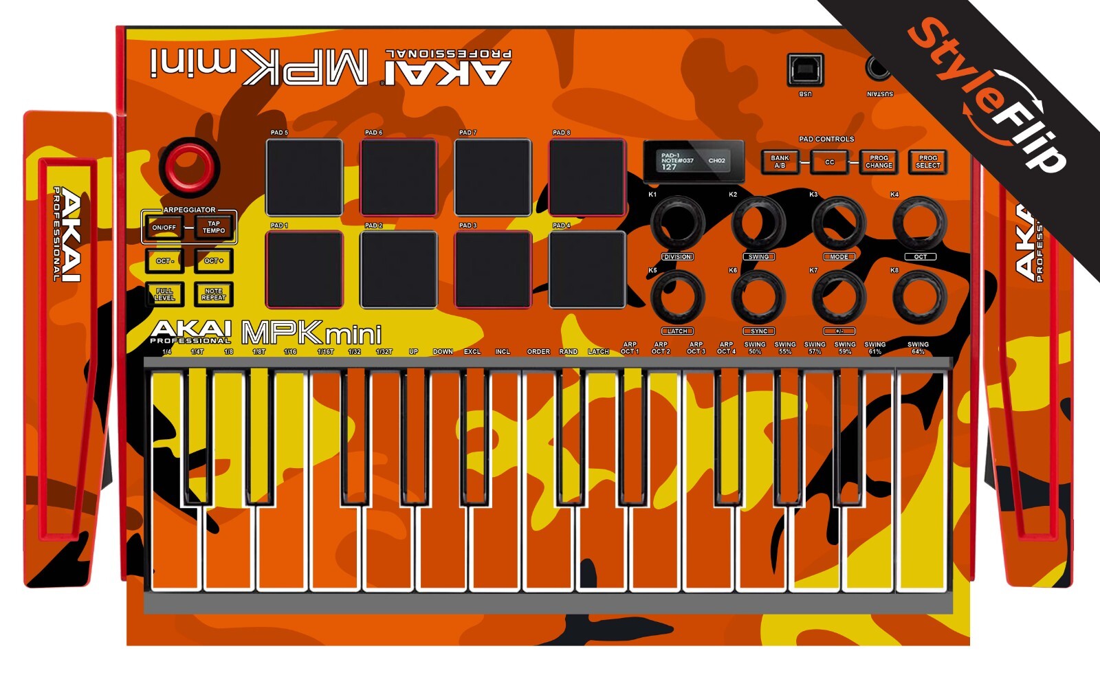 Akai MPK Mini MK3 Skin | Camo Orange | Protective Decal | StyleFlip Skins