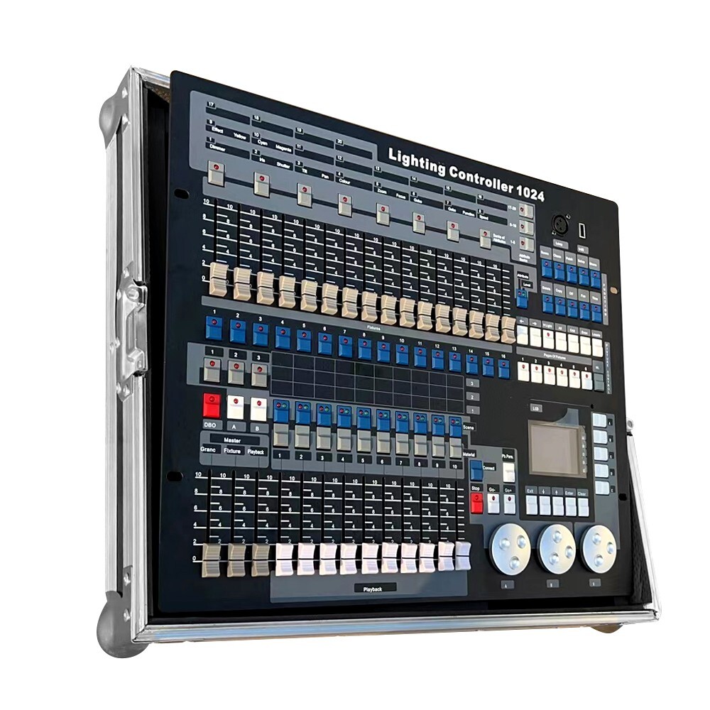 US led stage lighting controller dmx512 1024 light controller desk/flight case
