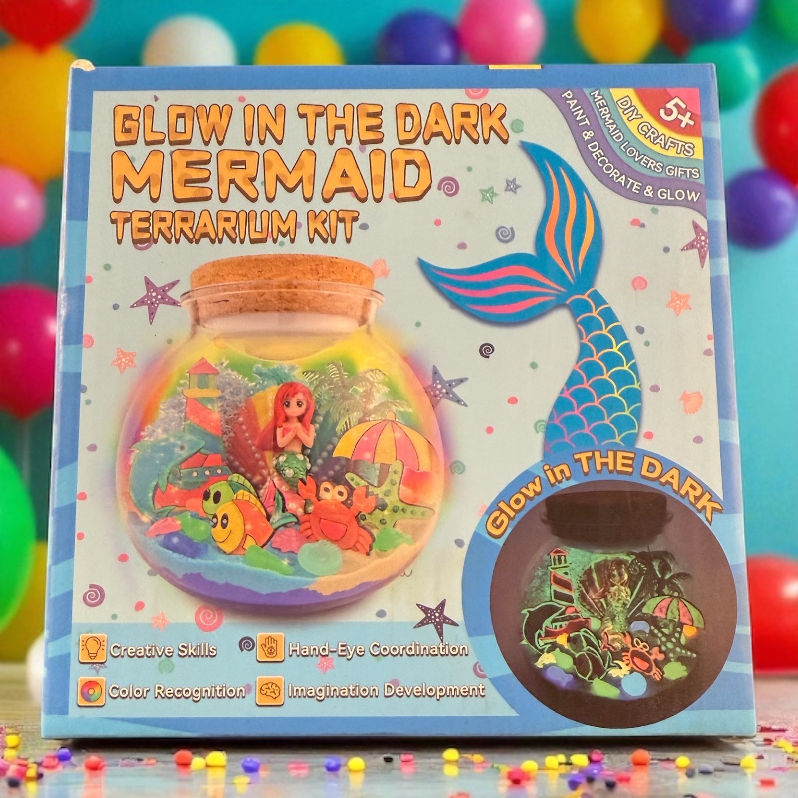 Glow in the Dark Mermaid Terrarium Kit with Light! - NIB
