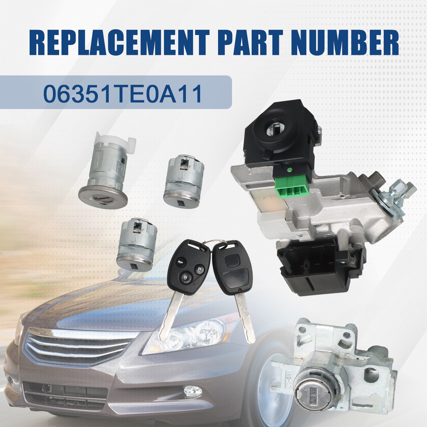 Ignition & Door Lock Cylinder Switch Assembly & Keys Kit for Accord 2008-2012 US