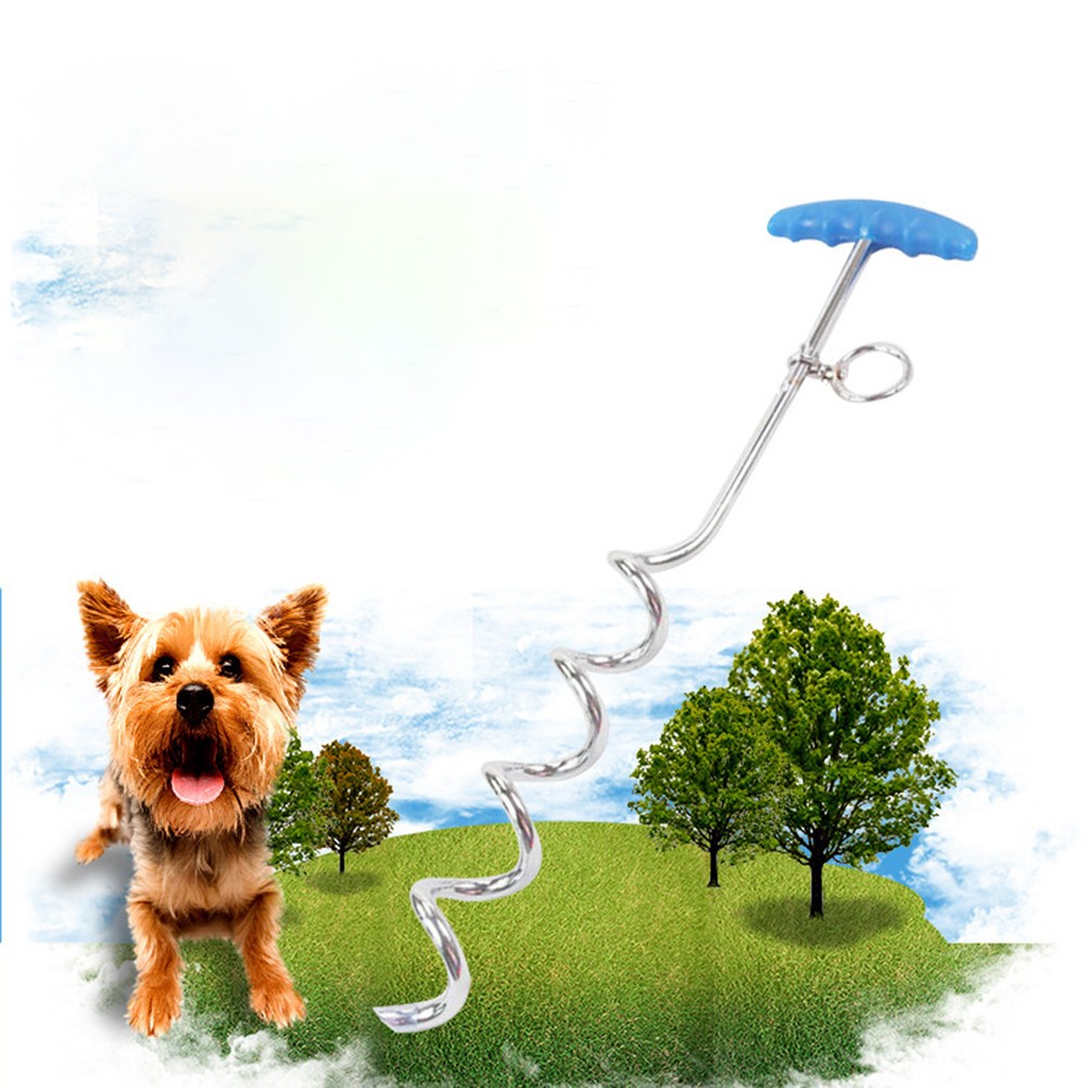 Dog Puppy Pile Out Stake Steel Spiral Traction for Outdoor Camping