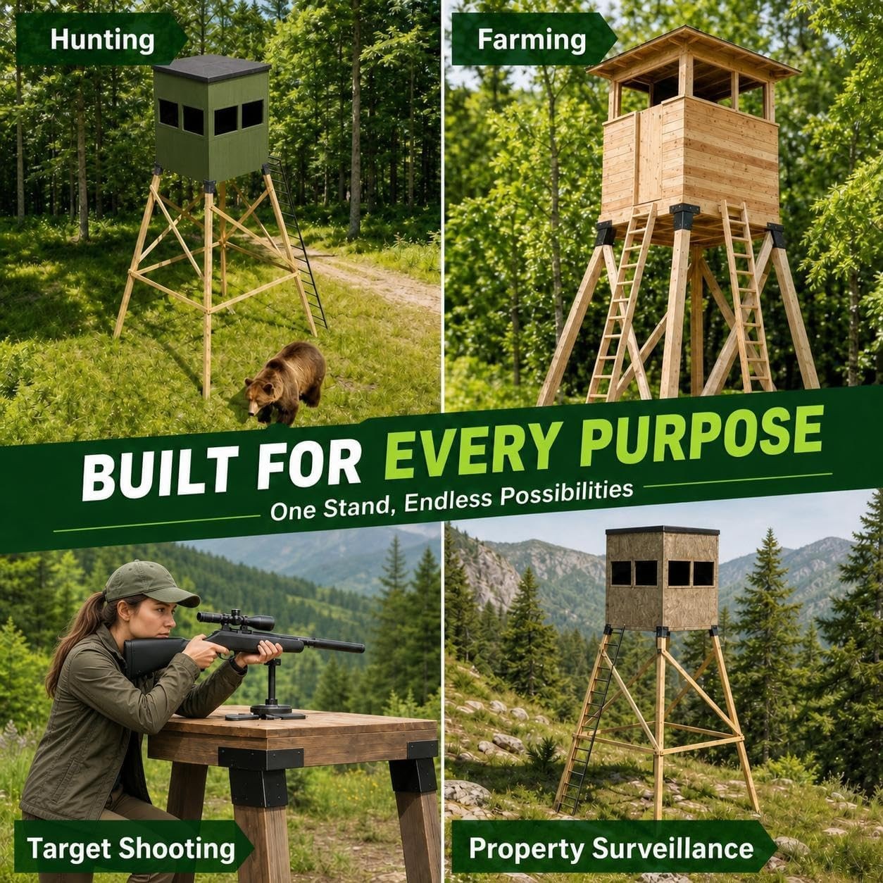 4 Pack Deer Stand Brackets 4x4 Elevator Hunting Platform Tree House Supports