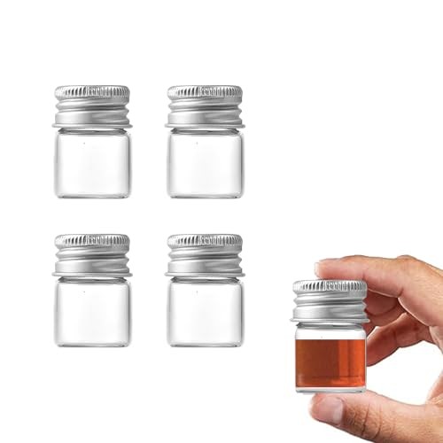 4Pcs 5ml Glass Jars with Lids Mini Glass Bottles Tiny Miniature Bottles Screw